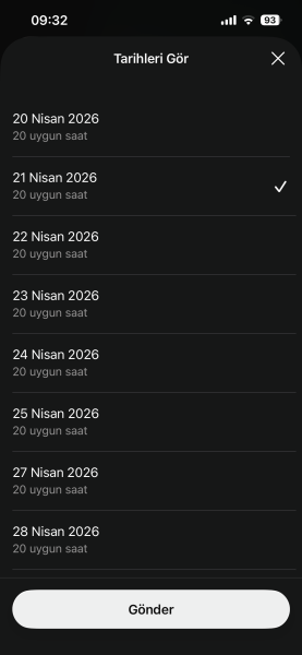 TARİH SEÇİMİ